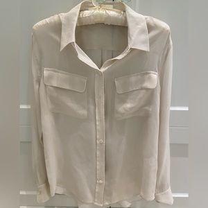 Equipment cream/shiny metallic blouse, XS